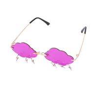 CLISPEED Lunettes de Soleil sans Monture D’Éclair pour Femmes Modèle Cloud Violet Design Unique Streetwear Lunettes de Fête pour Petits Visages Protection Solaire Accessoire Photo Fun