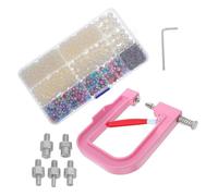 CLISPEED Machine à Riveter Perles Manuelle Kit Presse à Perles Rivets Ronds Beige Outil de Pose Rapide pour Bijoux Diy, Décoration Chapeaux, Paquet, Chaussures et Vêtements, Bricolage