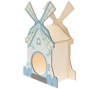 CLISPEED Maison en Bois pour Hamster Toit Escalier, Cachette Bleue | Surface Lisse, Bords Arrondis, pour Cage et Petit Animal, Finition Soignée, Usage Toute L'année