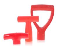 CLISPEED Manches de Pelle Ergonomiques en Plastique Rouge Lot de 3 Forme T, Résistants à l'usure Accessoires pour Outils de Jardin pour Installation sur Manches en Bois