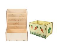 CLISPEED Mangeoire pour Lapin et Cobaye 2 Pièces en Bois Support Fixe pour Cage à Lapin Intérieur et Alimentation Granulés