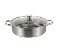 CLISPEED Marmite Inox Double Compartiment Casserole Acier Inoxydable Épaisse Batterie Cuisine Inox pour Hot Pot Famille à Deux Goûts Compatible Induction et Gaz