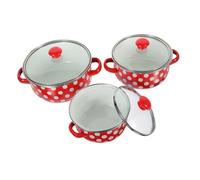 CLISPEED Marmites Émaillées Miniatures avec Couvercle Double Poignée Cuisson Antiadhésive Design Compact pour Soupe Nouilles et Hot Pot Ustensiles de Cuisine Polyvalents