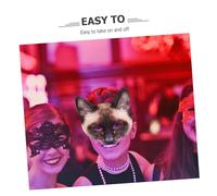 CLISPEED Masque de Chat Halloween EVA et Tissu Demi Visage Cosplay Unisexe pour Carnaval Fête Mascarade et Banquet Style Chat Siamois Marron