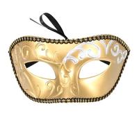 CLISPEED Masque de Demi Visage Doré pour Homme Costume de Fête Halloween Carnaval et avec Corde Ajustable Style Vénitien Rétro pour Cosplay Adulte