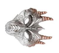 CLISPEED Masque de Dragon PU Stereoscopique Argenté pour Carnaval Halloween Cosplay Mascarade Costume Adulte Confortable et Unique