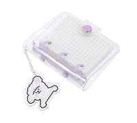 CLISPEED Mini Carnet à Anneaux Transparent Cahier Rechargeable avec Couverture PVC Violette Quadrillées avec Sac de Rangement et Pendentif Décoratif pour Notes Amovibles et Scrapbooking