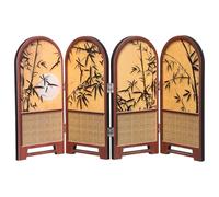 CLISPEED Mini Paravent de Bureau en Bois Motifs Bambou Traditionnels Chinois, Panneau de Confidentialité Élégant pour Petits Espaces au Bureau
