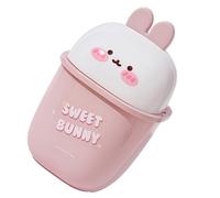 CLISPEED Mini Poubelle de Comptoir à Clapet, Bac PP Rose Motif Lapin | Format Compact pour Bureau et Salon, Aide à Garder L’espace Net et Limite les Odeurs