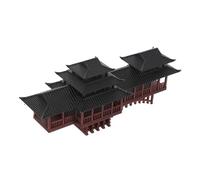 CLISPEED Miniature Courtyard Bridge Ornament with Arched Pavilion Plastic Asian Figurine for Aquarium Bonsai and Micro Landscape Decoration