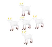 CLISPEED Modèle Animal Vivant en PVC Blanc 5pcs, Figurines de Chèvres et Moutons Miniatures, Résistance à l'usure et Effet Décoratif pour Scènes Campagnardes DIY