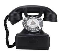 CLISPEED Modèle de Téléphone Décoratif Vintage en Résine, Petit Format Noir, Téléphone Fixe à Cadran Rotatif, Décoration de Bureau et Maison, Accessoire Rétro pour Ambiance Créative
