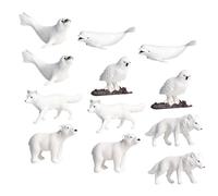 CLISPEED Modèles Animaux Miniatures Arctiques pour Garçon Et Filles 12 Pièces en Plastique Coloré Jouets Miniatures Ours Et Loup Figurines Décoratives pour Jeu Éducatif Et Décoration Intérieure