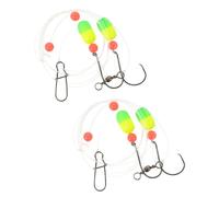 CLISPEED Montage de Pêche en Mer 2 Pièces Hameçons en Acier Inoxydable Flotteur Jaune-Vert Haute Visibilité 100 CM Résistance 136 Kg Kit Prêt à L’Emploi pour Surfcasting et Pêche au