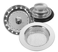 CLISPEED Panier Filtre pour Évier Cuisine en Acier Inoxydable et Caoutchouc, 3 Pièces, Protège les Obstructions, Bordure Entièrement Enveloppée, Cuisine