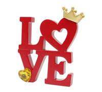 CLISPEED Panneau Décoratif en Résine «Love» Rouge de Couronne Décoration de Table pour Saint-Valentin et Mariage Ornement Multifonctionnel pour Centre de Table Design Soigné et