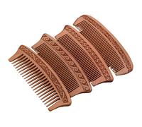 CLISPEED Peigne à Cheveux en Bois de Pêcher Marron 4 Pièces Anti-statique, Sculpté Double Face, Réduit la Casse et Masse le Cuir Chevelu, Portable pour Coiffure Quotidienne Style Aléatoire
