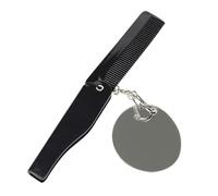 CLISPEED Peigne Pliable de Voyage avec Miroir Ovale Peigne Fin à Dents pour Barbe Porte-clés Compact Design Pliant Portable pour Hommes