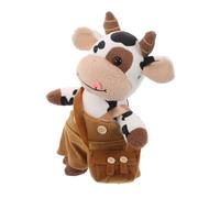 CLISPEED Peluche Vache Adorable avec Salopette et Décoration Peluche pour Animal de Ferme Miniature Ornement pour Intérieur