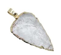 CLISPEED Pendentif Flèche en Agate Naturelle Blanc avec Anneau Mini Suspendu, Design Portable pour Bijoux Pierres Naturelles, pour Collier et Breloques Soi-même