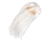 CLISPEED Perruque Longue Raide pour Hommes Coiffure de Cosplay Ancien Synthétique Costume Hanfu Pure Blanche pour Événements et Fêtes