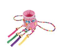 CLISPEED Petit Panier à Pompons Tissé en Style Chinois Petit Modèle V à Dos, Matériau Naturel, Décoratif pour Garçon et Filles, pour Accessoires Photo et Rangement Lors de Sorties