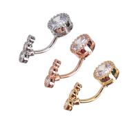 CLISPEED Piercing Nombril 3 Pcs en Acier Inoxydable Zircons, Anneaux de Nombril pour Femme, Boucles de Piercing pour Festivals et Fêtes, Finition Argenté, Or Rose et Or Couleur Aléatoire