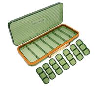 CLISPEED Pilulier Hebdomadaire Étanche 7 Jours, Organisateur de Remède Portable Vert, Mallette Compartimentée pour Matin, Midi et Soir, Trousse Compacte pour Usage Quotidien