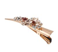 CLISPEED Pince à Cheveux Fleur Ornée De Strass Pince Bec De Canard Robuste Accessoire Pour Cheveux Épais Et Fins, Pour Bal Et Fêtes Femmes Et Filles Café