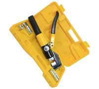 CLISPEED Pince à Sertir Hydraulique Manuel pour Cosses Câbles Cuivre Aluminium Tonnes Outil de Sertissage à Tête Rotative avec Matrices Interchangeables Résistant Coffret Portable Jaune