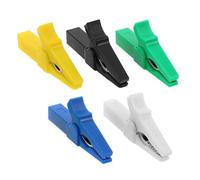 CLISPEED Pinces Crocodiles en Cuivre 30a Taille Moyenne, Lot de 5 Clips de Câble de Batterie Isolés, Compatibles Fiches Bananes 4 Mm, pour Tests Électriques Automobiles, Bateaux et Camions