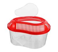 CLISPEED Plastic Fish Tank Portable Reptile Carrier Lid and Built in Sunbathing Platform Small Aquarium Box for Hamsters Turtles and Reptiles