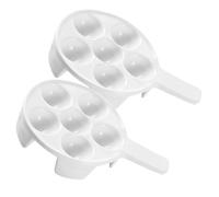 CLISPEED Plat à Escargots en Céramique Blanche Poignée Ergonomique, Lot de 2 Petits Plats à Plusieurs Compartiments pour Cuisson au Four, Plateau Antiadhésif pour Maison et Restaurant