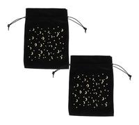 CLISPEED Pochettes en Velours Noir et Format Portable Cordon de Serrage Pratique Lot de 2 pour Rangement de Bijoux et Cartes de Tarot
