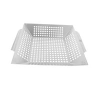 CLISPEED Poêle à Barbecue Carrée en Acier Inoxydable 20 Cm, Plateau Perforé pour Légumes Et Viandes, Panier à Barbecue Résistant à La Chaleur, Cuisson Extérieure Patio Jardin