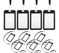 CLISPEED Porte-badges Transparents Réutilisables et Organisation de Bureau pour Usage Quotidien Porte-carte Étanche Lot de 10 avec Lanières Noires en Polyester et Abs
