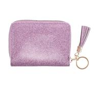 CLISPEED Porte-Cartes Fermeture Éclair pour Femmes et Pompons Élégants Accordéon Structure en PU Légère avec Grosse Capacité pour Déplacements Quotidiens