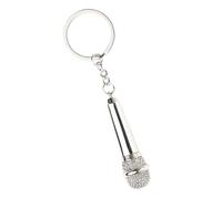 CLISPEED Porte-clés Microphone Argenté Décoratif Réaliste Pendentif Clé Unique pour Sac et Trousseau Accessoire Multifonction et Cadeau Original pour Amateurs de Musique