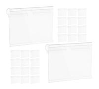 CLISPEED Porte-étiquettes Pvc Transparent 120 Pcs, 60 X 42 Mm, Double Crochet pour Étagères Métalliques Grillagées, Support de Panneaux Publicitaires pour Commerce de Détail et Supermarché