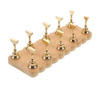 CLISPEED Présentoir à Capsules d'Ongles Double Base Stable en Bois Naturel, 10 Supports Dorés, Support pour Vernis à Ongles, Destiné la Formation en Nail Art et Usage Salon