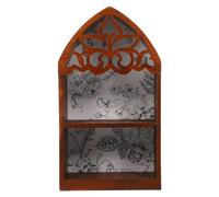 CLISPEED Présentoir Mural à Cristaux en Bois Naturel Étagère Murale Double Couche à 2 Cases Ajourées Support Décoratif Polyvalent pour Pierres Huiles Essentielles et Bibelots Rangement