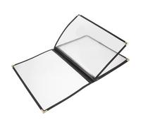 CLISPEED Protecteur de menu à feuilles mobiles A4 en PVC transparent 5 pages insert page design pour food service avec coins dorés élégant et présentation raffinée