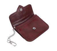 CLISPEED PU Card Holder with Heart Buckle Soft PU Leather Small Wallet for Cards and Id Flipping Cover Coin Purse in Wine for Daily Travel and Shopping