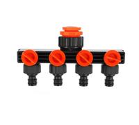 CLISPEED Répartiteur d'eau Noir à 4 Voies en Plastique Vannes Intégrées pour Contrôle D'arrosage Automatique et Raccord Facile à Tourner pour Usage Quotidien