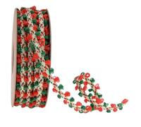 CLISPEED Ruban D’emballage Présent de 10 Yards Petits Pompons Rouges et Verts Ruban pour Loisirs Créatifs et Décoration Festive pour Nœuds et Emballages Présents