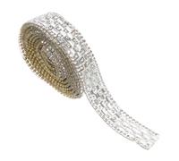 CLISPEED Ruban Strass Autocollant Frange Strass Scintillant Haute Résistance Bordures Perlées Couture DIY pour Vêtements Sacs Chaussures et Décoration