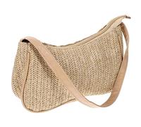 CLISPEED Sac Bandoulière Tressé Paille pour Femme Sac Cabas Décontracté été de Plage Raphia Format Moyen Couleur Unie et Chic