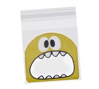 CLISPEED Sachets à Biscuits Autocollants en Plastique Opp 300 Pcs Motifs Dessin Animé Rouge Jaune Vert Emballage Présent Fête Pâtisserie Bonbons