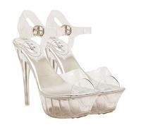 CLISPEED Sandales Femme Talon Haut Chic PVC Respirant Semelle Antidérapante Confort et Élégance pour Soirée et Mariage Cadeau pour Femmes