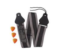CLISPEED Sangle de Guitare Ajustable Porte-médiators Intégré pour 3 Médiators en Nylon et Cuir Accessoire Pratique pour Guitare Folk et Basse, pour Jouer Musique
